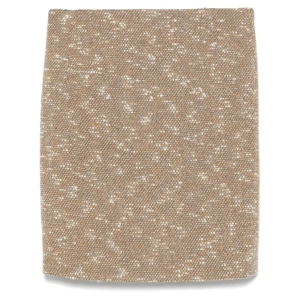 Chanel Beige Bouclé Wool Miniskirt - '90s Beige Wool Good - Front View