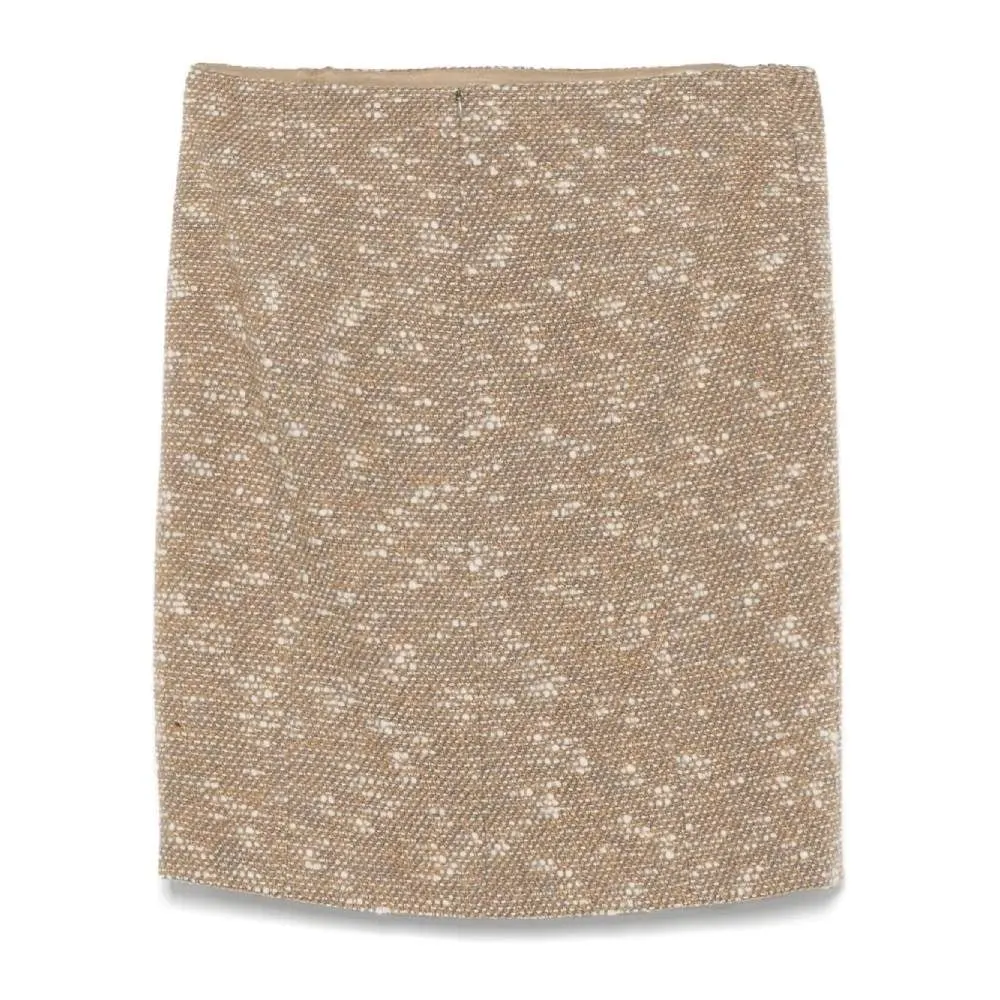 Chanel Beige Bouclé Wool Miniskirt - '90s Beige Wool Good - Back View