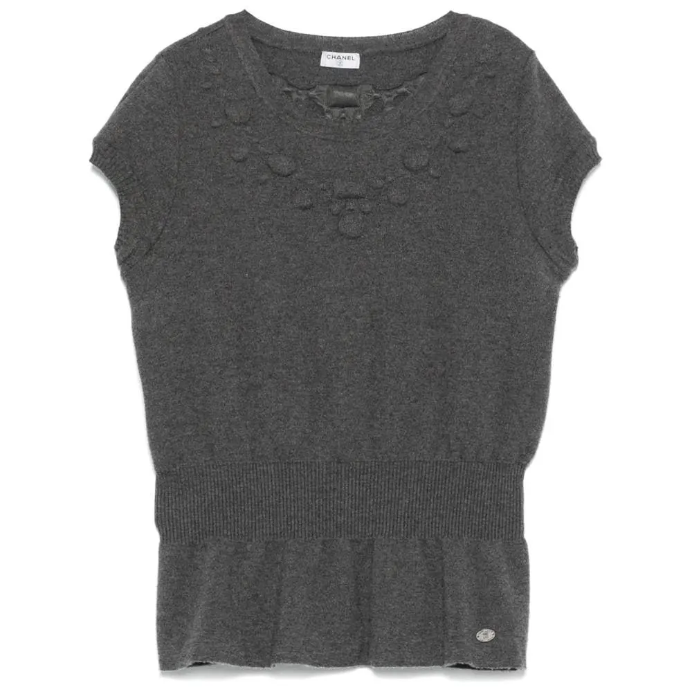 Chanel Grey Wool Top - 2010s Grey Wool Good - Front View