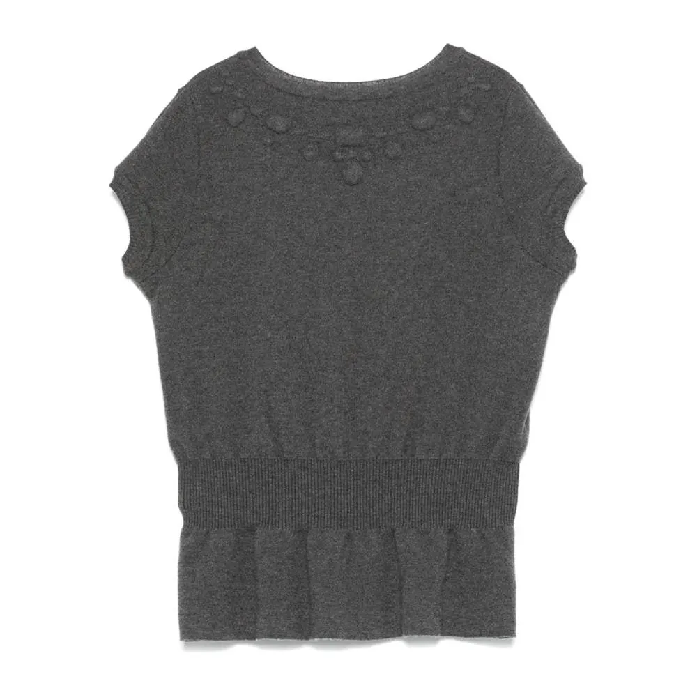 Chanel Grey Wool Top - 2010s Grey Wool Good - Back View