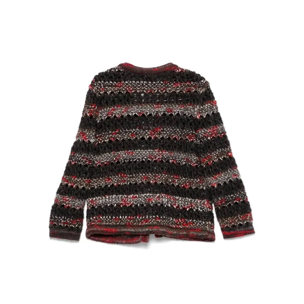 Chanel Multicolor Knitted Cardigan - 2010s Red Wool Good - Back View