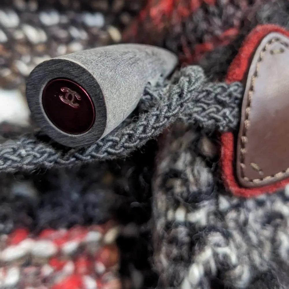 Chanel Multicolor Knitted Cardigan - 2010s Red Wool Good - Inside View