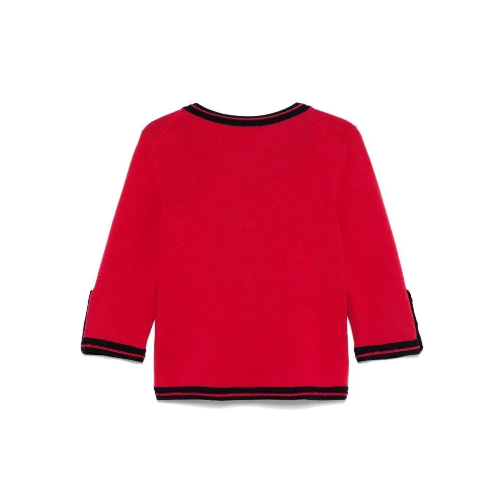 Chanel Red Cashmere Cardigan - 2010s Red Wool Good - Back View