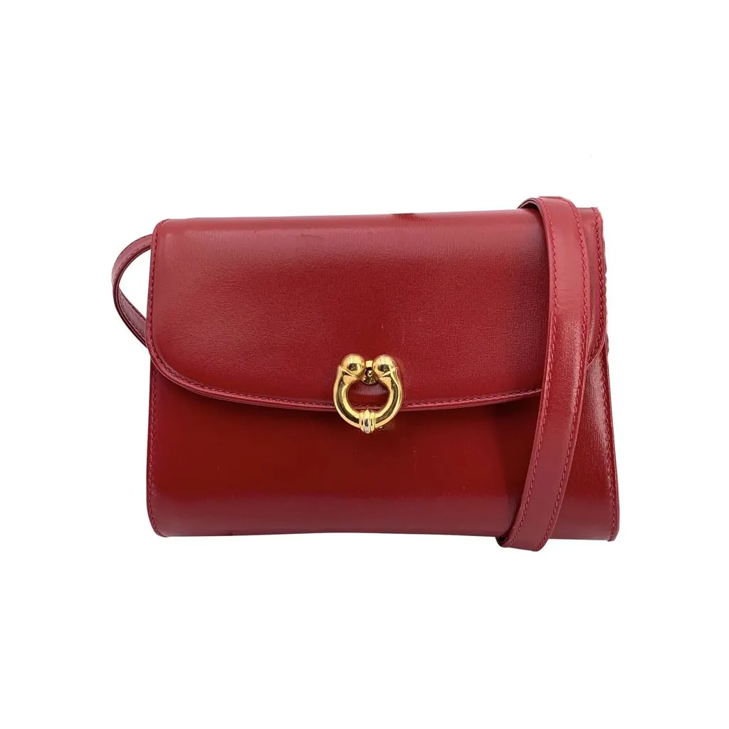 Gucci Crossbody Bag Vintage Red Leather Good - Front View