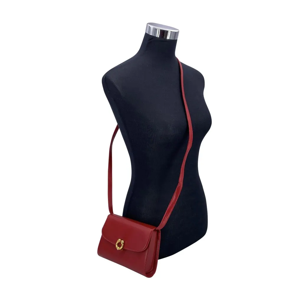 Gucci Crossbody Bag Vintage Red Leather Good - Back View