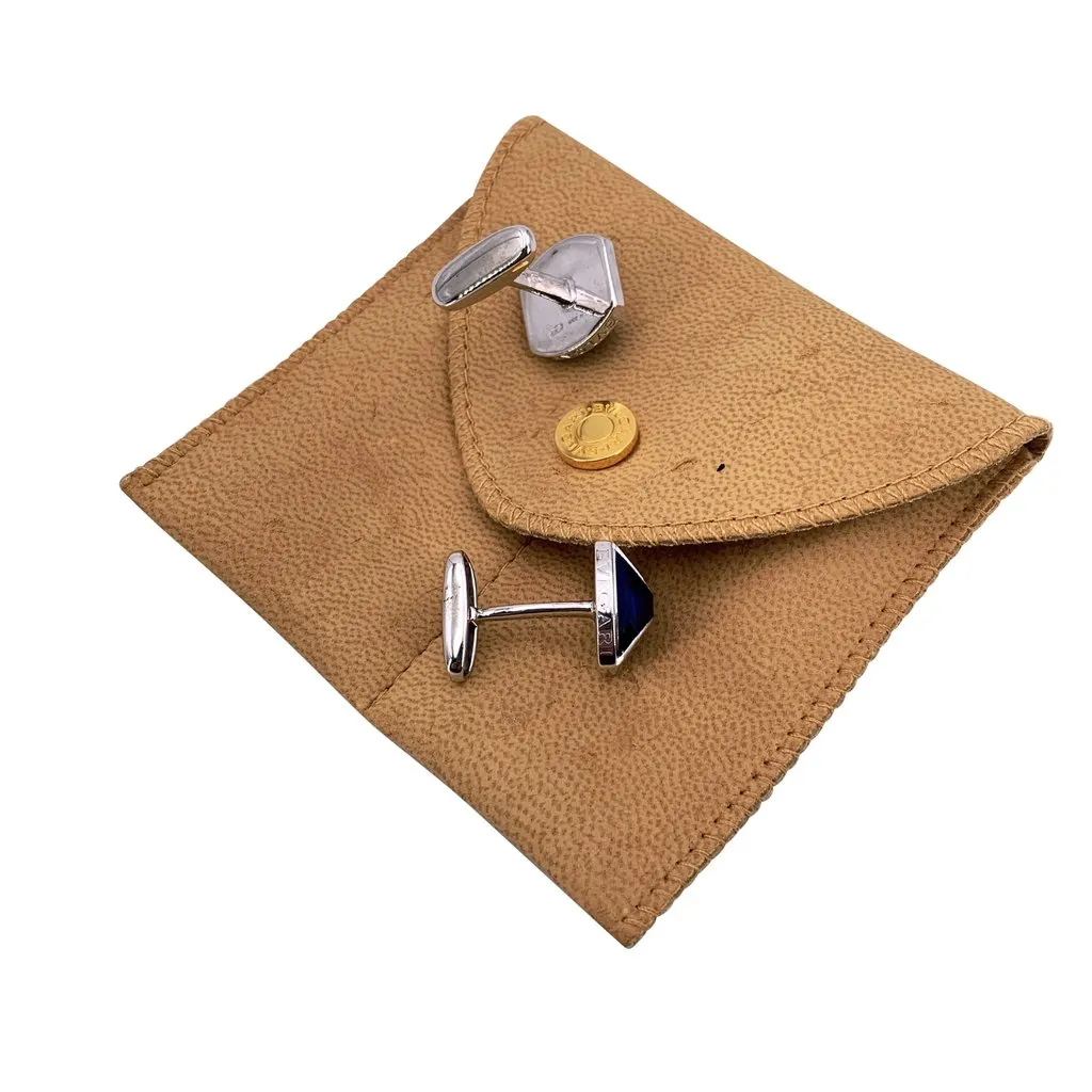 Bvlgari Cufflinks Silver Leather Good - Inside View