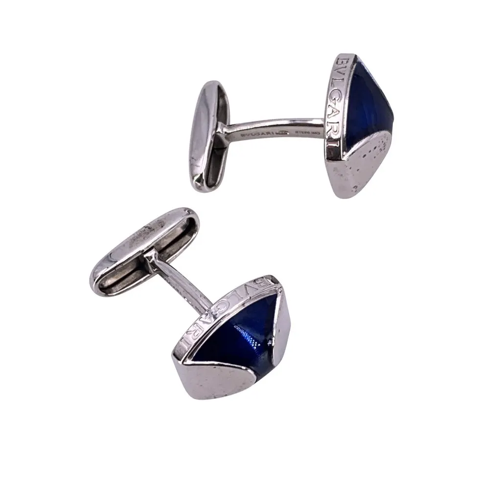 Bvlgari Cufflinks Silver Leather Good - Model View