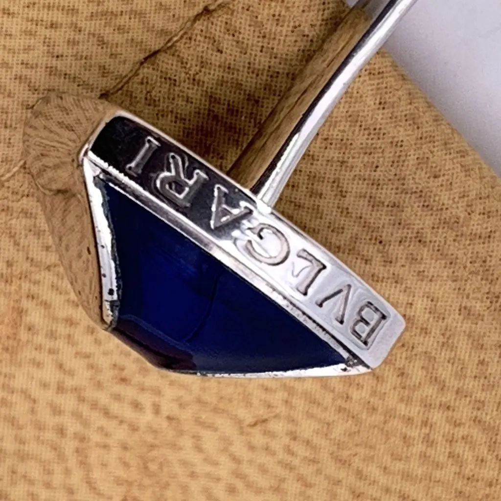 Bvlgari Cufflinks Silver Leather Good - Box View
