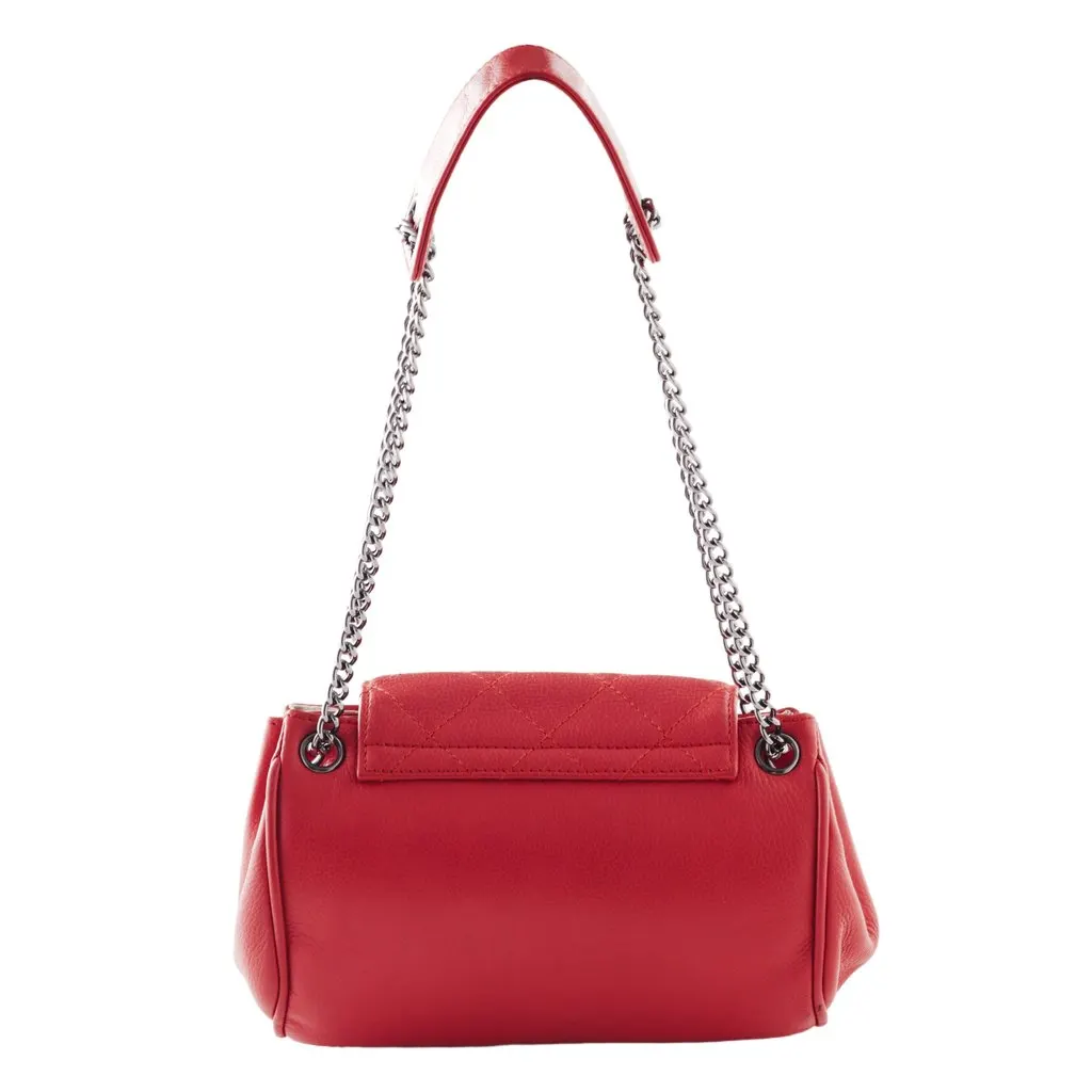 Chanel Mini Accordion Flap Bag in Red Caviar Leather - '00s Red Leather Good - Back View