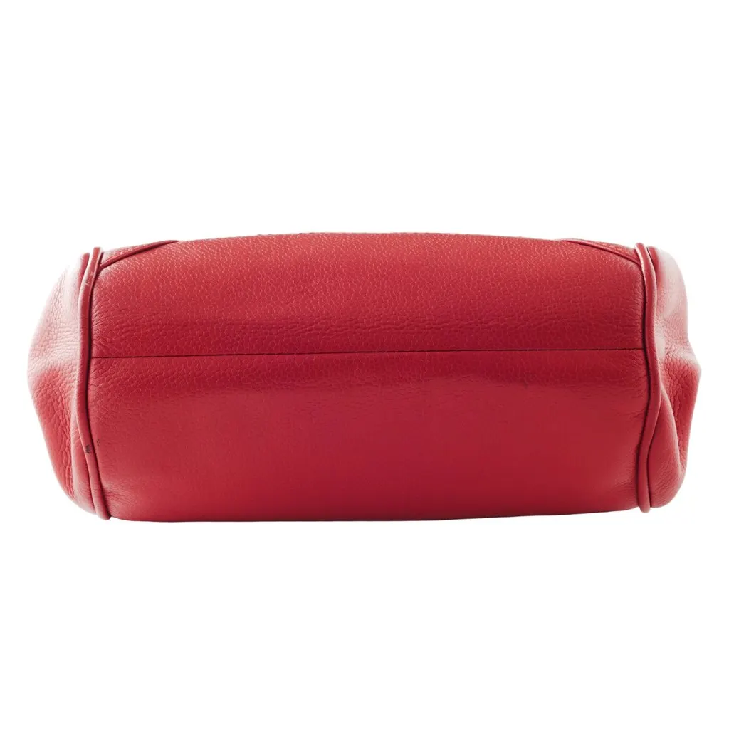 Chanel Mini Accordion Flap Bag in Red Caviar Leather - '00s Red Leather Good - Model View