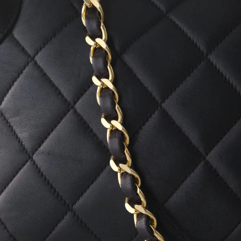 Chanel black lambskin top handle bag - '90s Black Leather Good - Box View