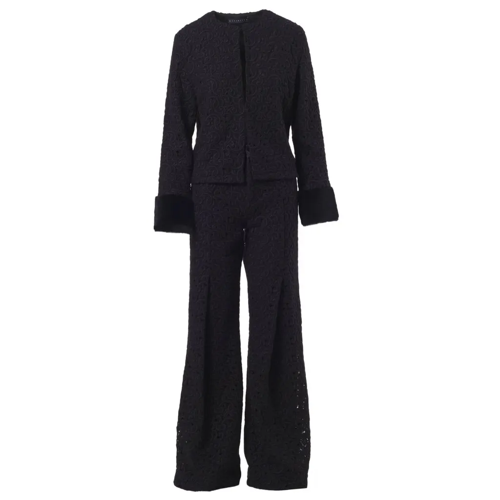 Unsigned Starlit Wool Lace Set - '20s Black Wool Good - Front View