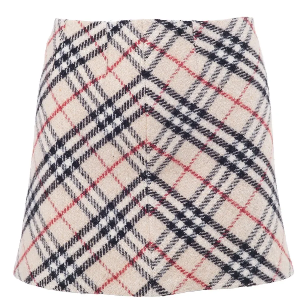 Burberry London Wool Mini Skirt - '00s Black Wool Good - Front View