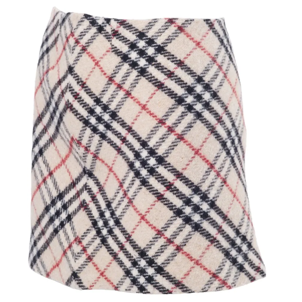 Burberry London Wool Mini Skirt - '00s Black Wool Good - Back View