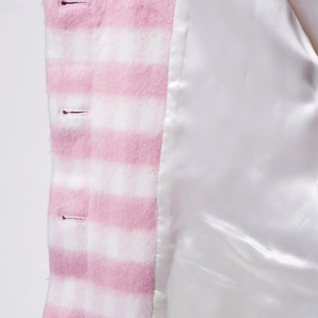 Unsigned Vivetta Striped Coat with Faux Fur Collar - '00s White Good - Box View