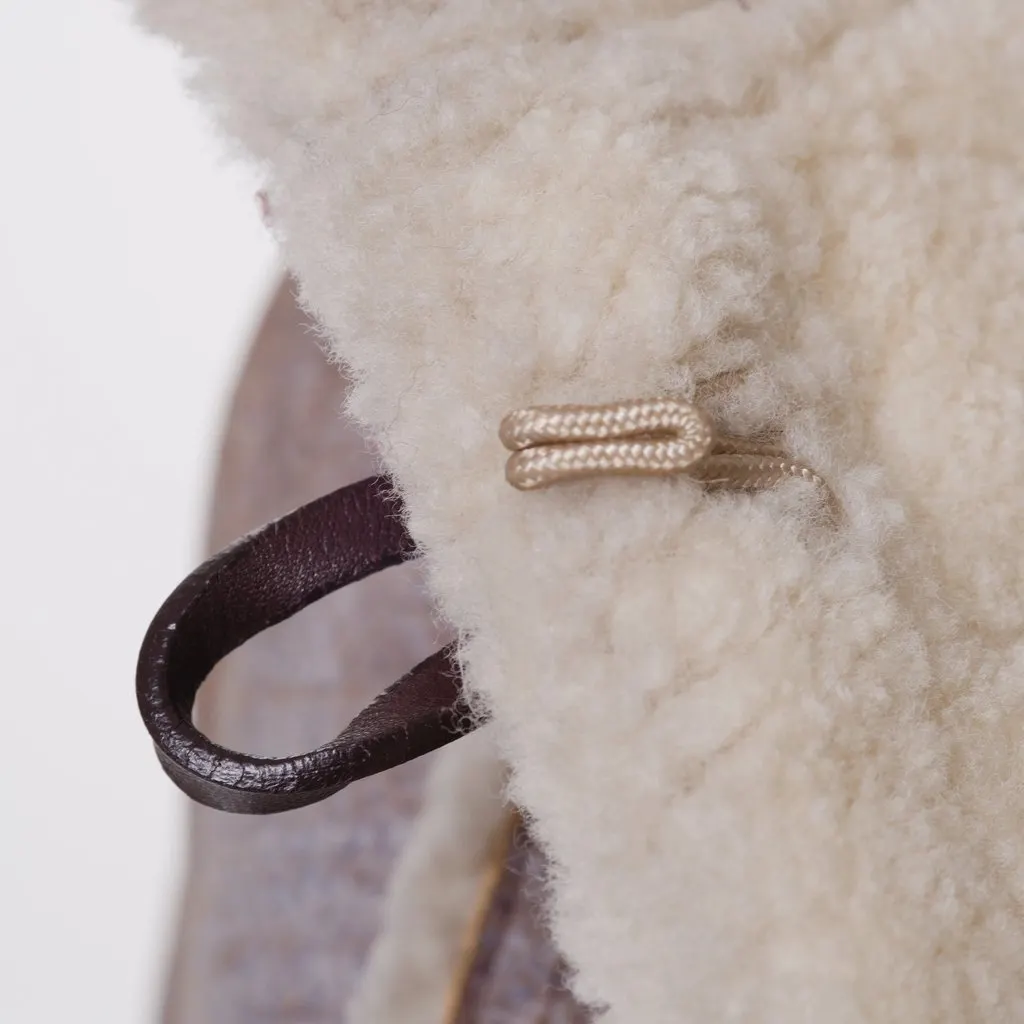 Prada Women’s Shearling Long Coat with Hood - '00s Beige Shearling Good - Model View