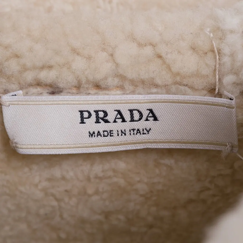 Prada Women’s Shearling Long Coat with Hood - '00s Beige Shearling Good - Box View