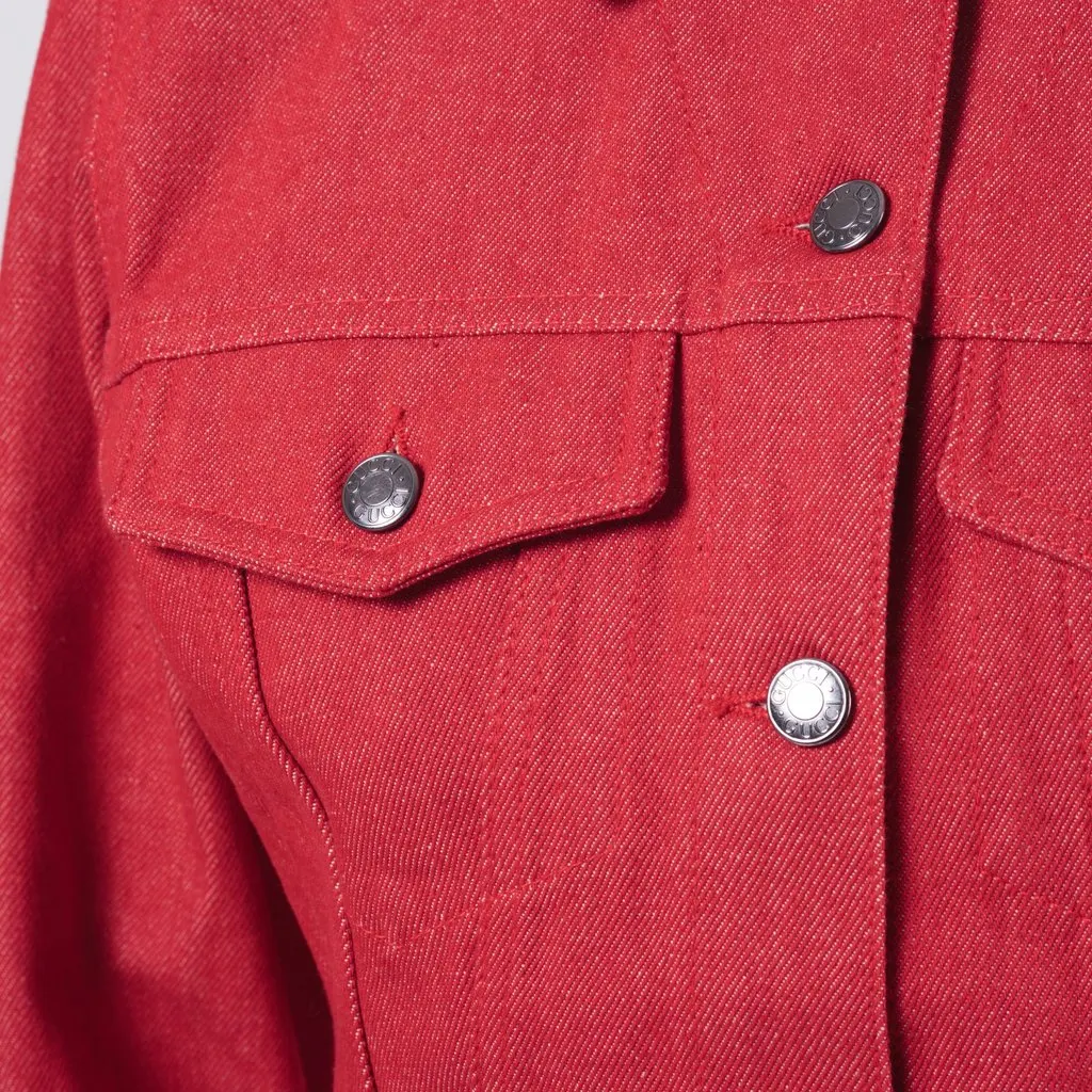 Gucci Denim Red Jacket - 90's Red Denim Good - Model View