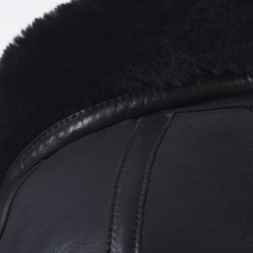 Unsigned Mac Douglas Black Natural Shearling Leather Coat-'10s Black Shearling Good - Box View
