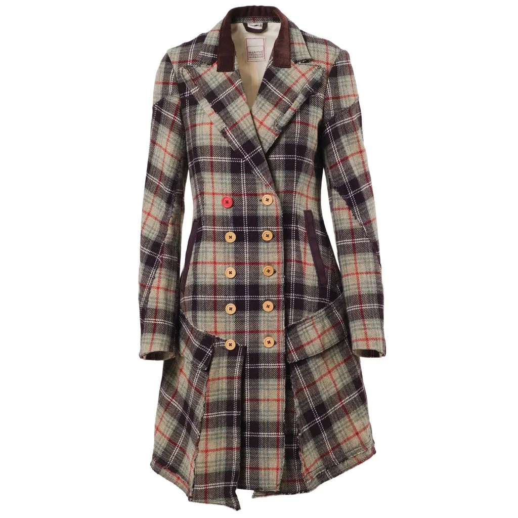 Marithé + François Girbaud Marithé & François Girbaud Women’s Double-Breasted Plaid Coat - '00s Red Good - Front View