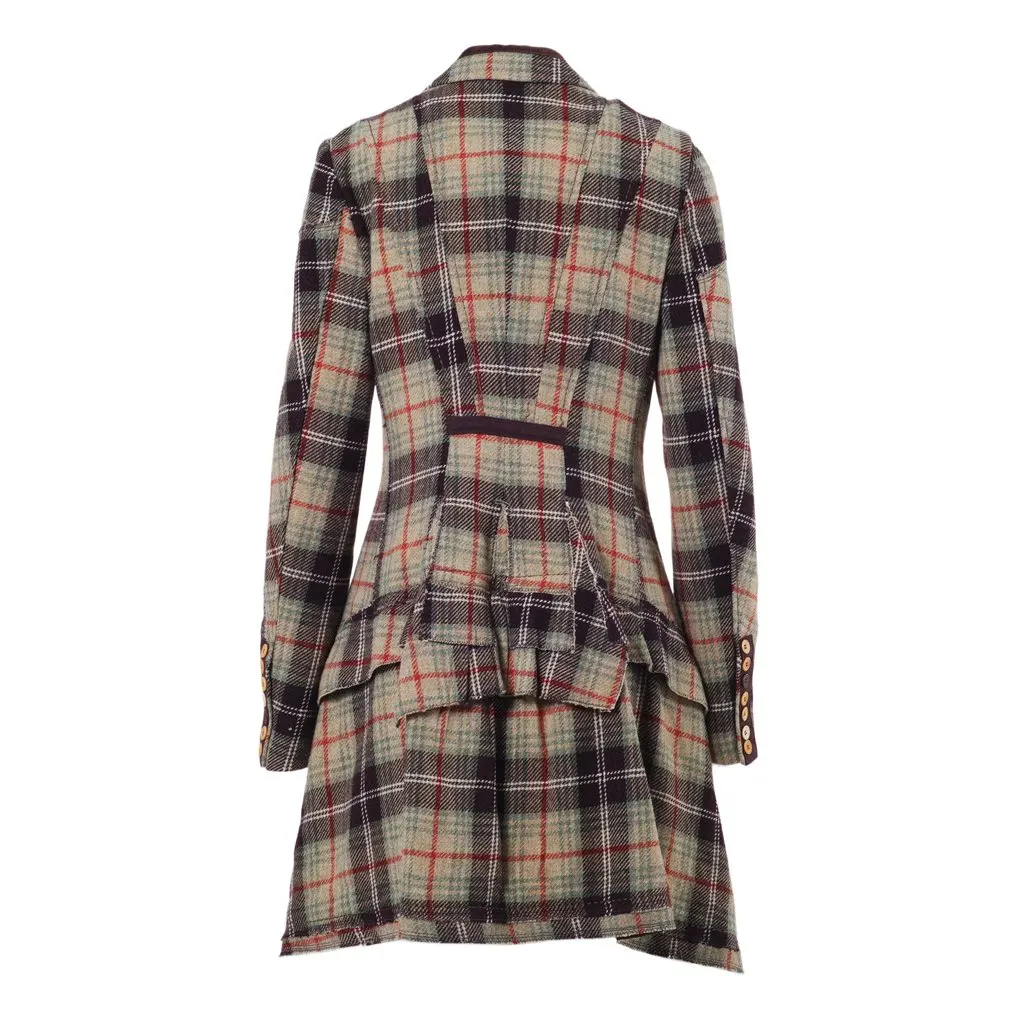 Marithé + François Girbaud Marithé & François Girbaud Women’s Double-Breasted Plaid Coat - '00s Red Good - Inside View