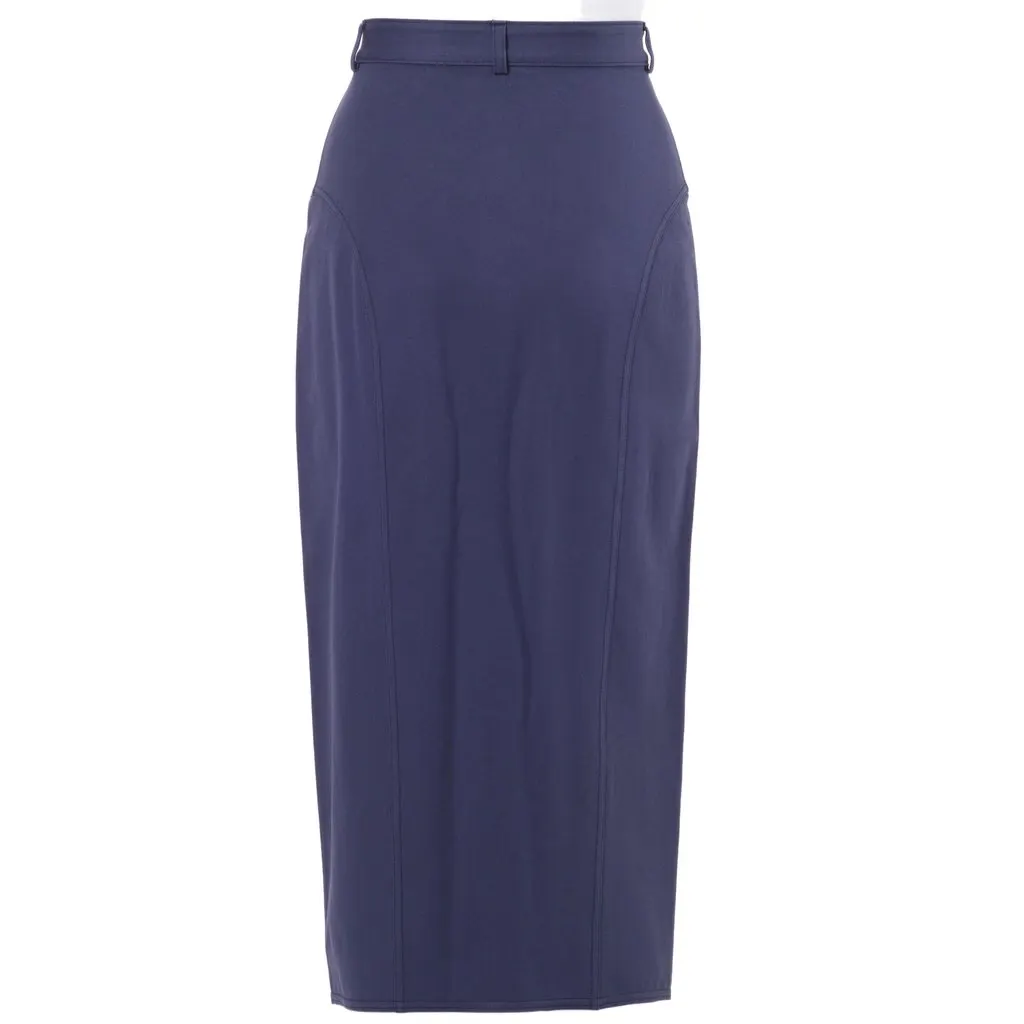 Gucci by Tom Ford Blue Skirt with Front Gold Buttons - '00s Blue Good - Inside View