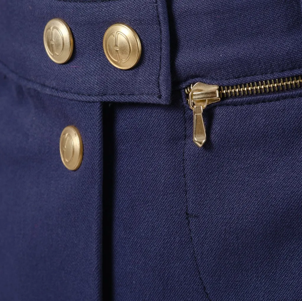 Gucci by Tom Ford Blue Skirt with Front Gold Buttons - '00s Blue Good - Model View