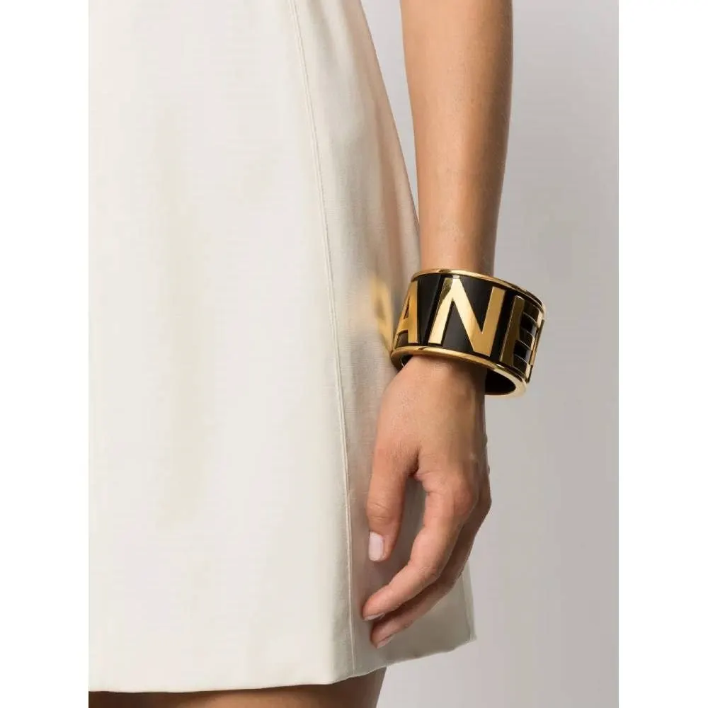 Chanel Black and Gold Logoed Bracelet - '90s Black Good - Back View