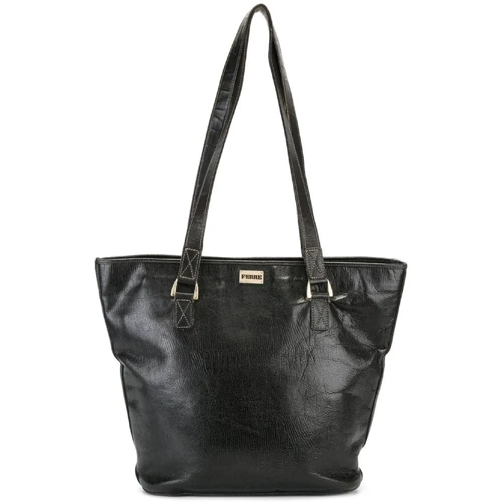 Gianfranco Ferré Dark Brown Leather Bag - '80s Brown Leather Good - Front View