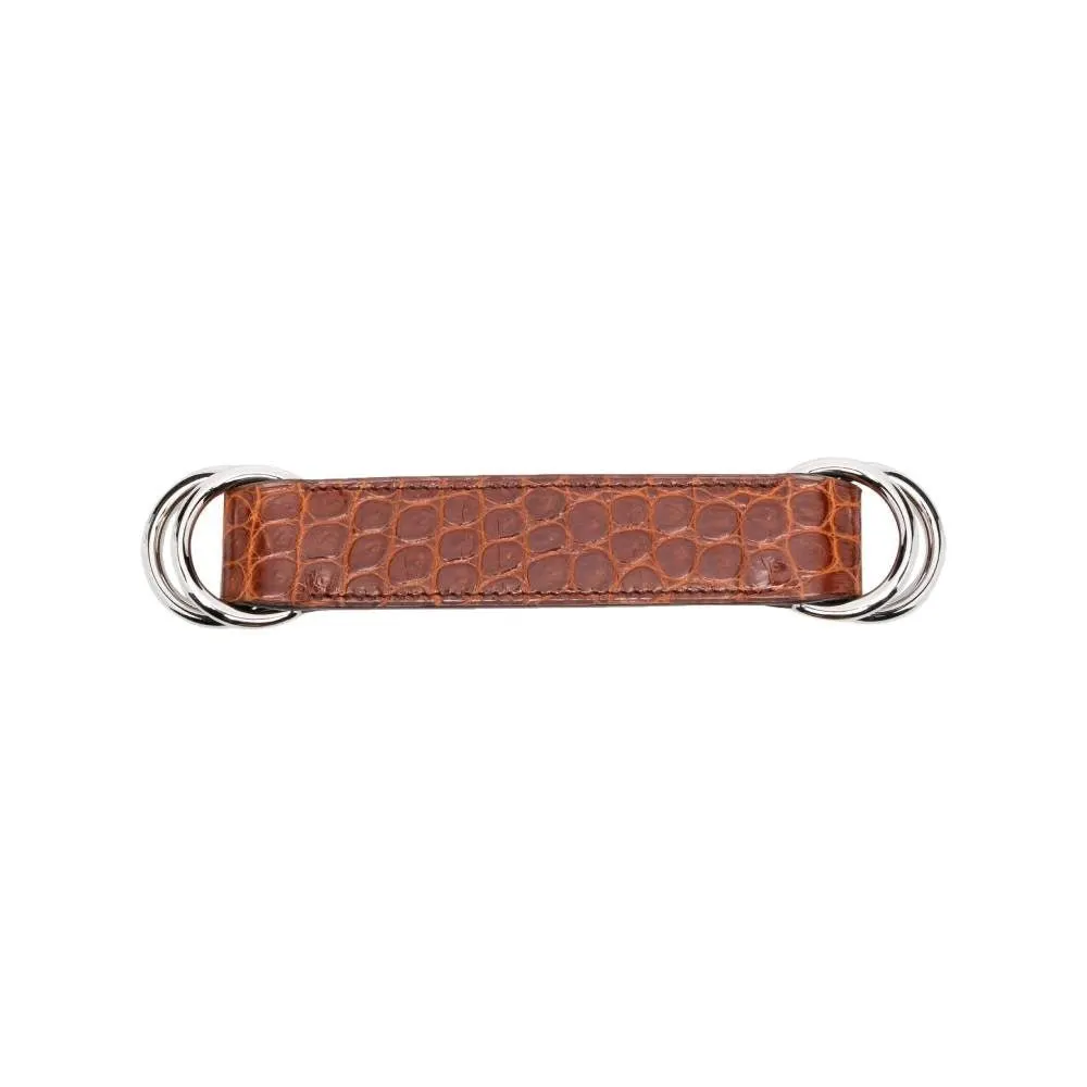 Hermès Brown Crocodile Leather Key Ring - 2000s Brown Leather Good - Front View