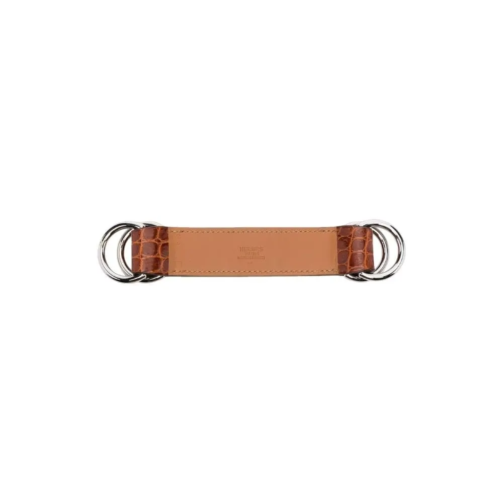 Hermès Brown Crocodile Leather Key Ring - 2000s Brown Leather Good - Back View