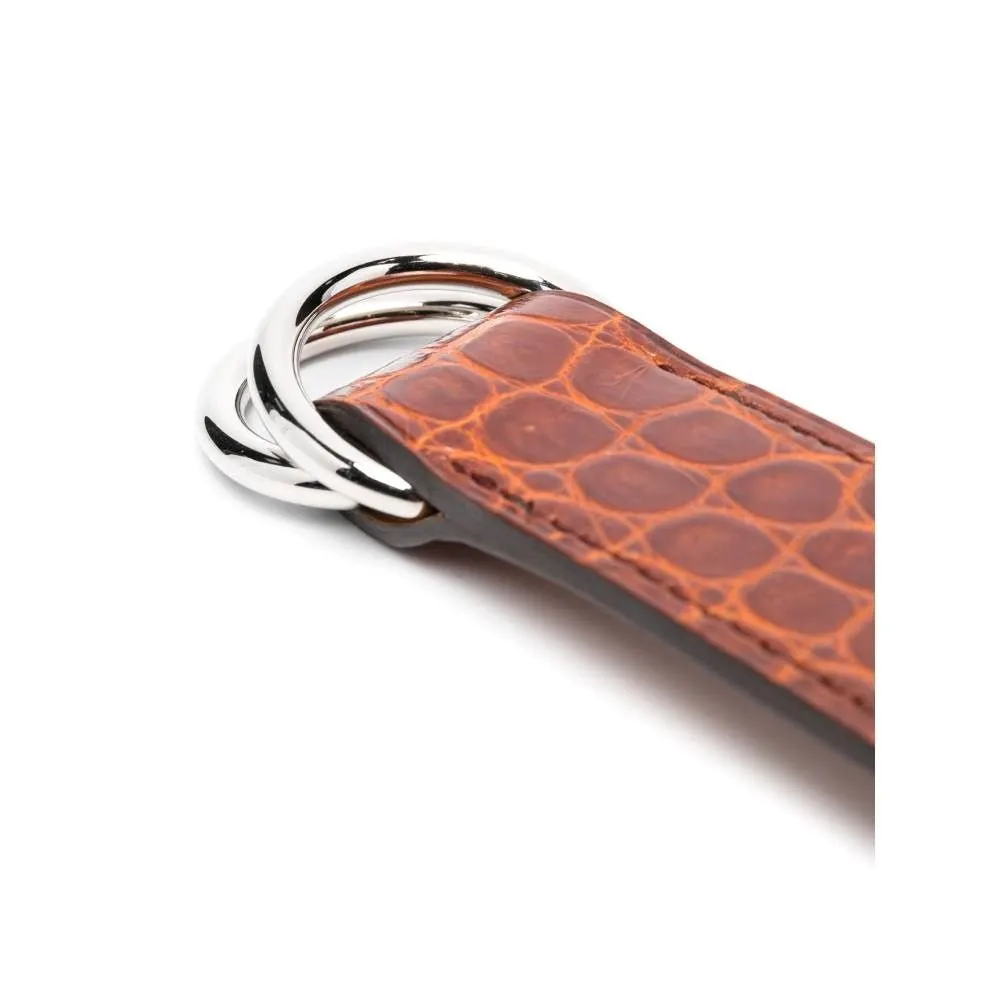 Hermès Brown Crocodile Leather Key Ring - 2000s Brown Leather Good - Inside View