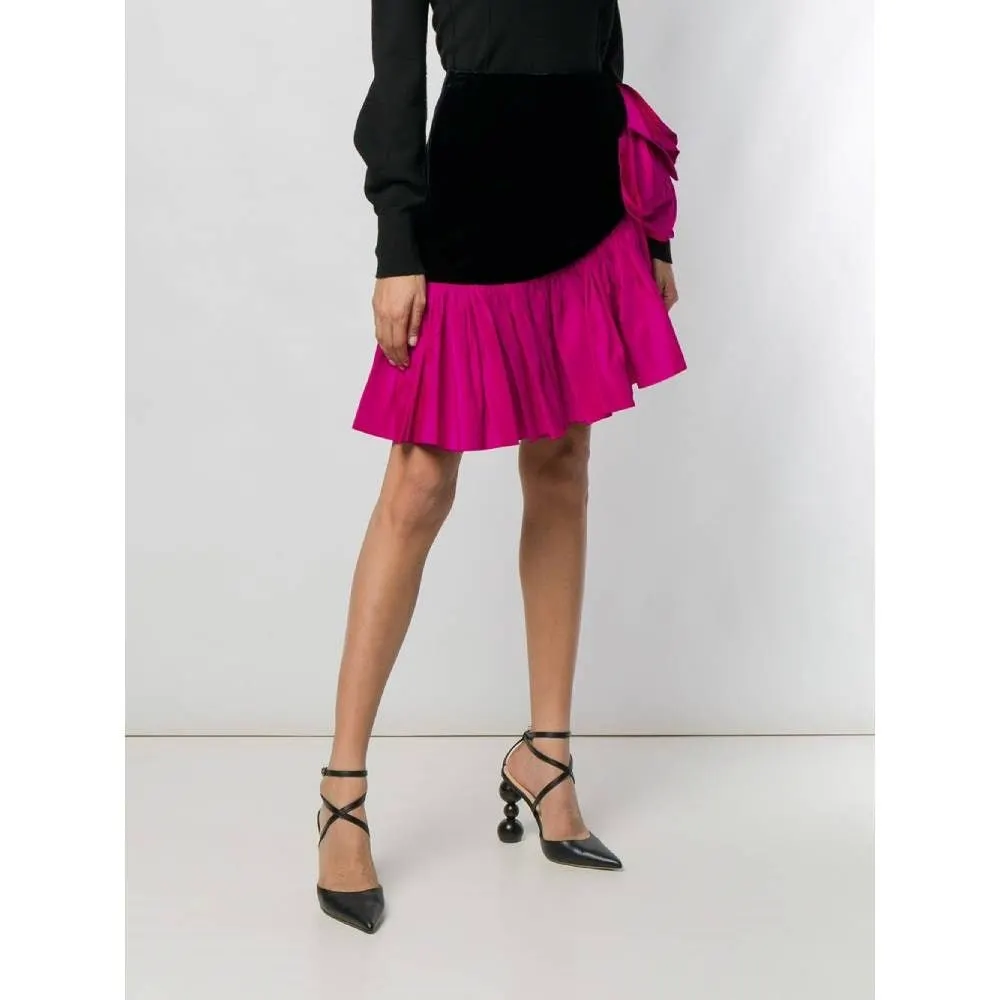 Saint Laurent Black and Fuchsia Skirt - '80s Black Velvet Good - Inside View