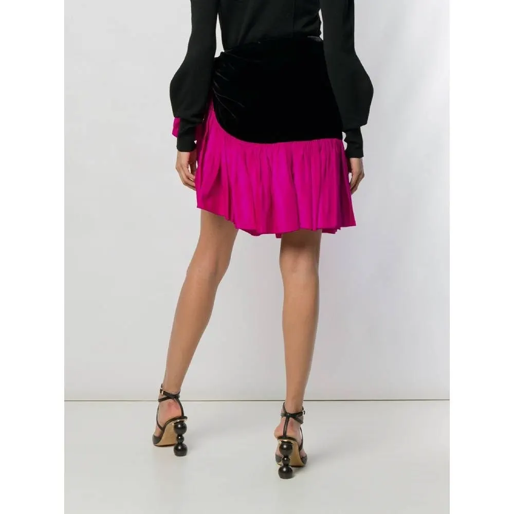 Saint Laurent Black and Fuchsia Skirt - '80s Black Velvet Good - Model View