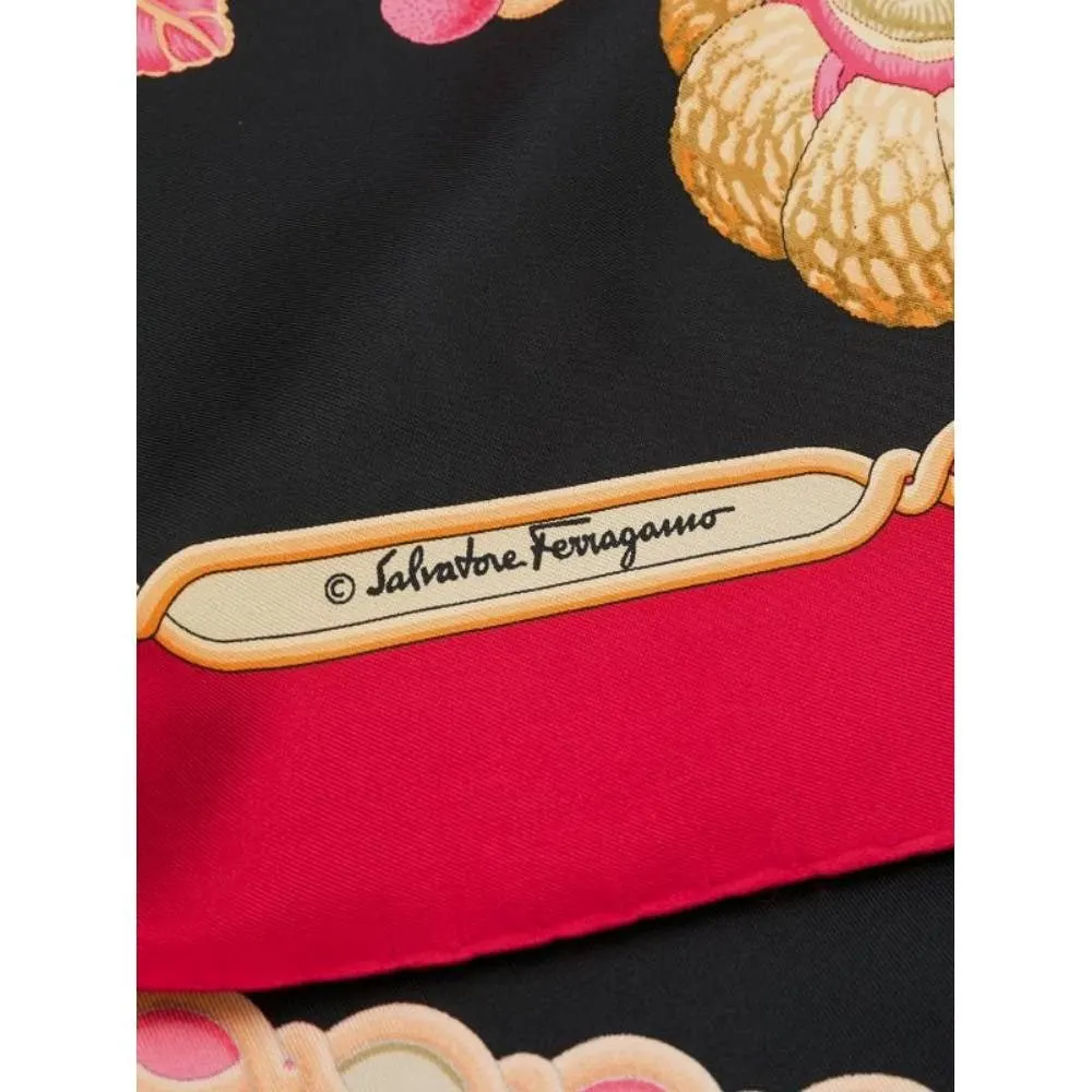 Salvatore Ferragamo Multicolor Silk Scarf - '80s Red Silk Good - Inside View