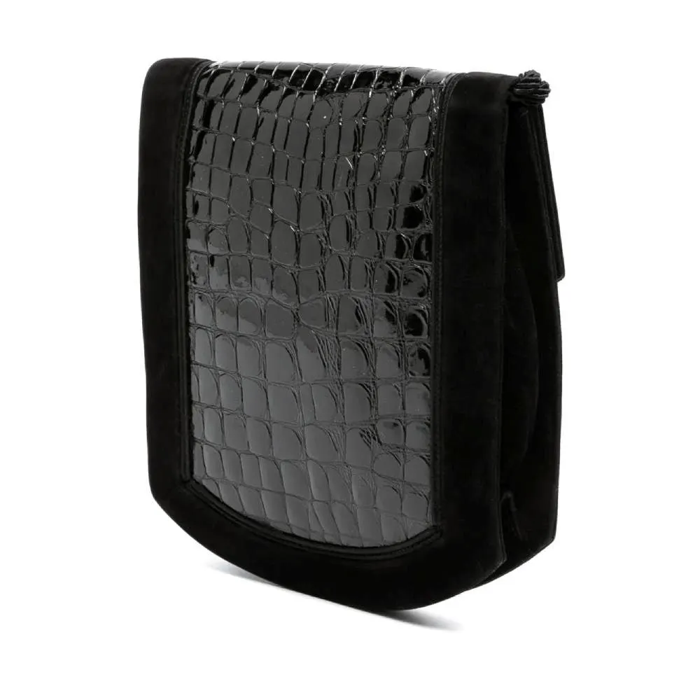 Yves Saint Laurent Black Crocodile Leather Bag - '70s Black Leather Good - Inside View