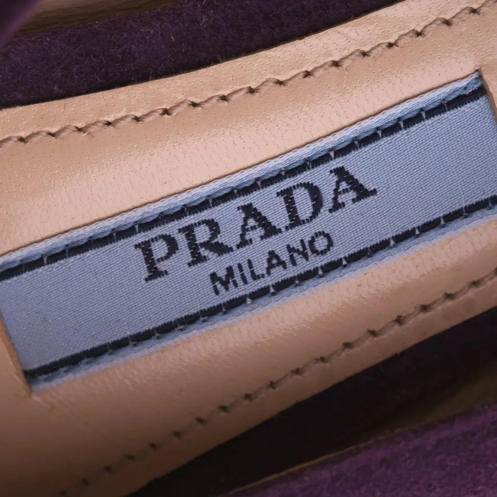Prada Purple Suede Platform Pumps with Block Heel - '10s Purple Suede Good - Model View
