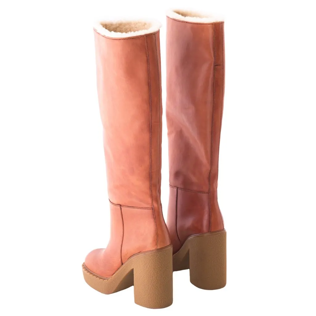 Prada Brown Leather Knee High Boots - '10s Brown Leather Good - Inside View