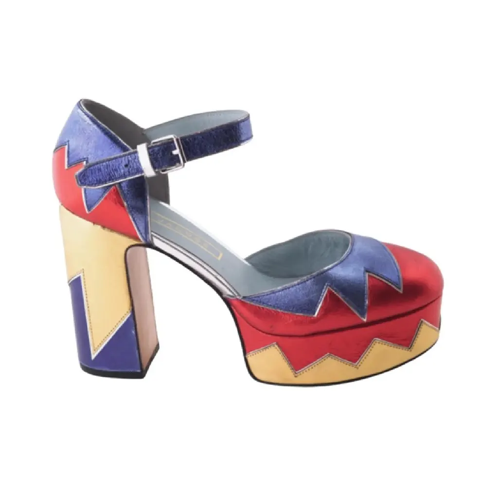 Marc Jacobs Multicolor Leather Platform Pumps - '10s Blue Leather Good - Front View