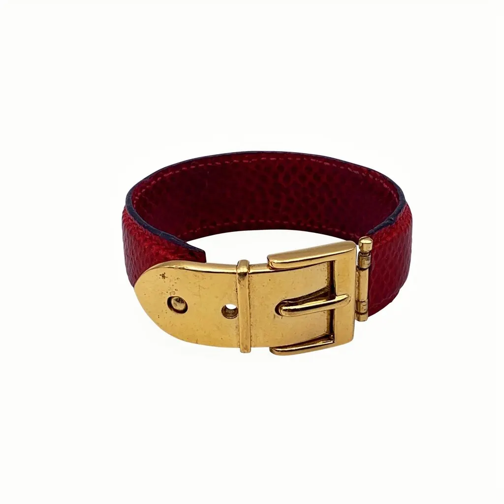 Gucci Bracelet Red Leather Good - Front View