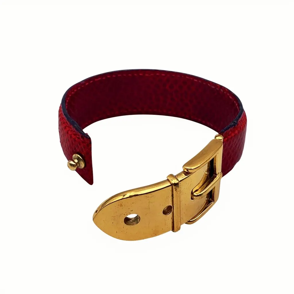 Gucci Bracelet Red Leather Good - Back View
