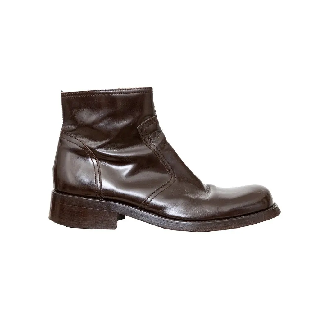 Dolce & Gabbana Brown Leather Ankle Boots - '10s Brown Leather Good - Front View