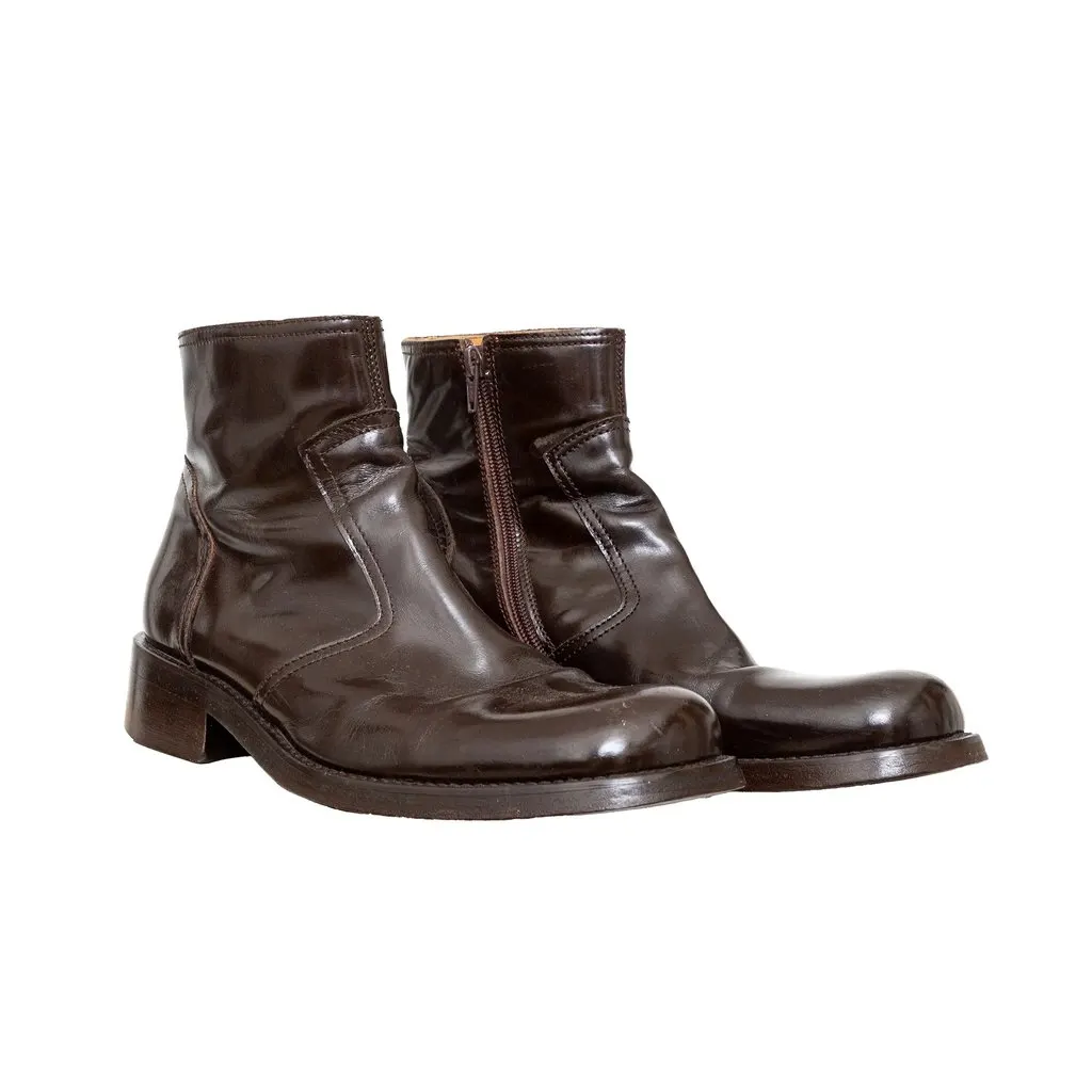 Dolce & Gabbana Brown Leather Ankle Boots - '10s Brown Leather Good - Inside View