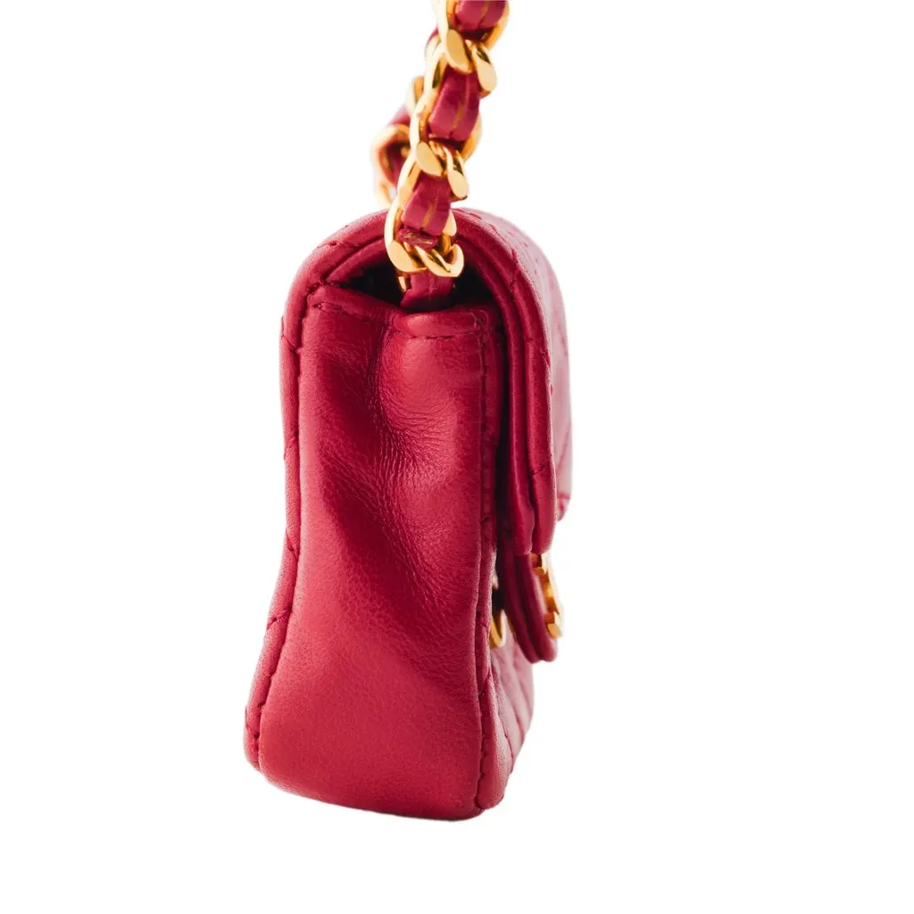 Chanel Mini Timeless Mini Shoulder Bag In Red Quilted Leather - '90s Red Leather Good - Back View