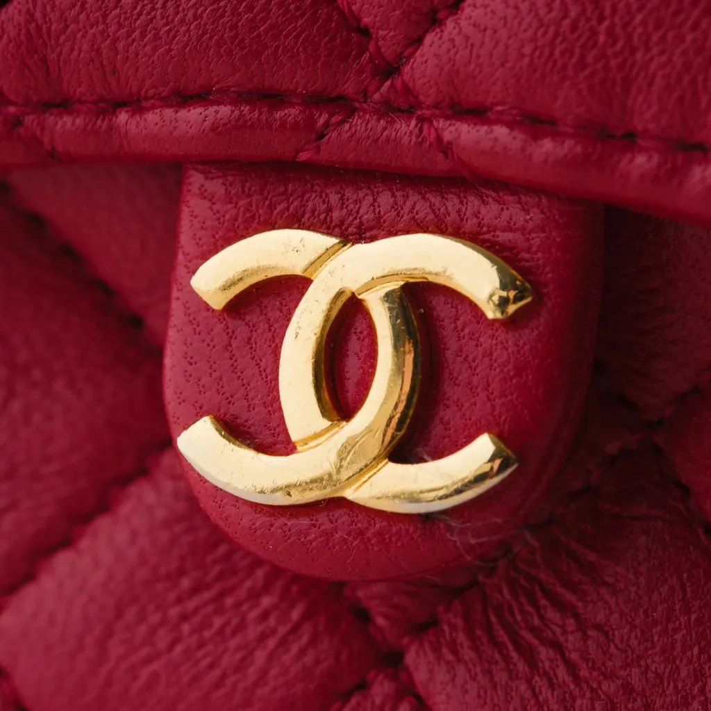 Chanel Mini Timeless Mini Shoulder Bag In Red Quilted Leather - '90s Red Leather Good - Box View