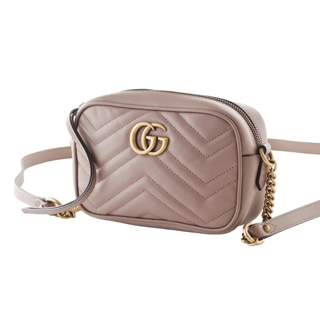 Gucci Mini GG Marmont Matelasse Leather Crossbody Bag - '20s Gold Leather Good - Inside View