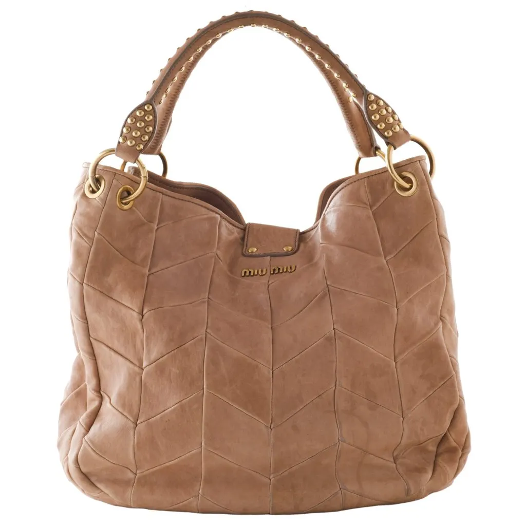Miu Miu Matelassé Hobo Bag - '00s Gold Leather Good - Inside View