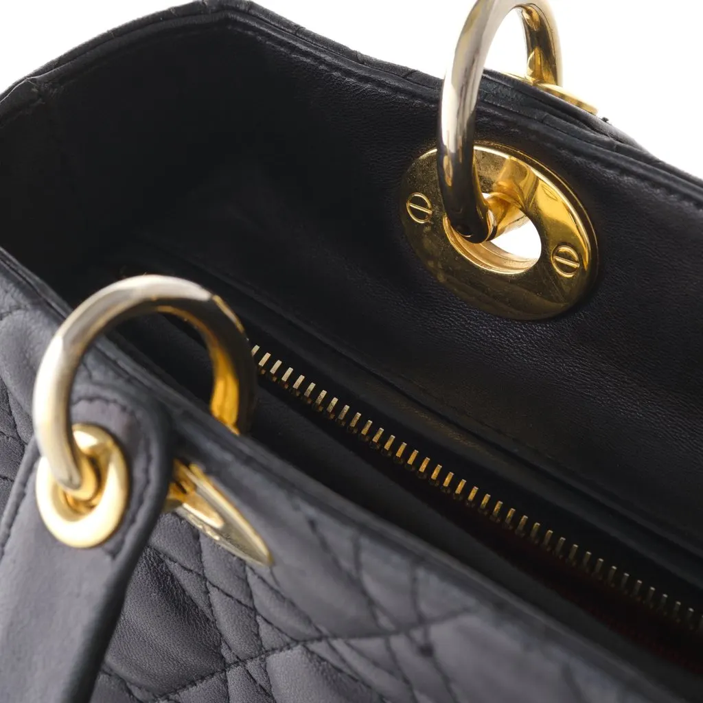 Christian Dior Dior Medium Lady Vintage Cannage Nera - '90s Black Leather Good - Box View