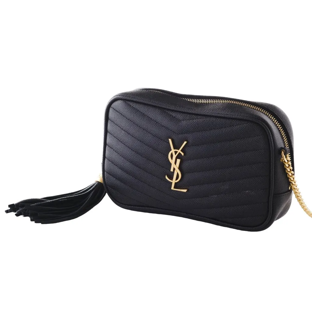 Yves Saint Laurent Black Matelasse Leather Mini Lou Camera Bag - '20s Black Leather Good - Inside View