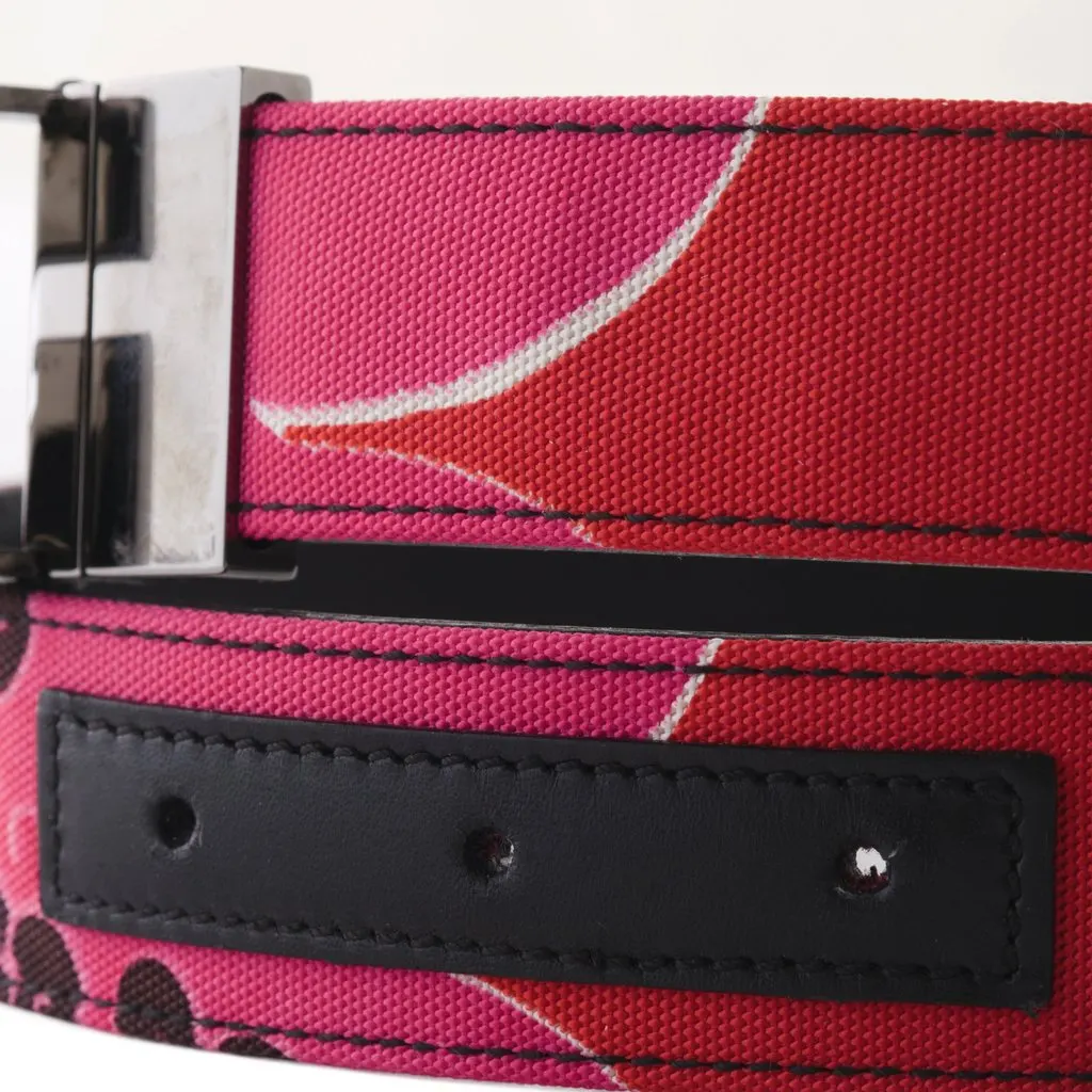 GUCCI Pink GG Canvas Belt with Silver G Buckle - '00s Pink Canvas Good - Model View